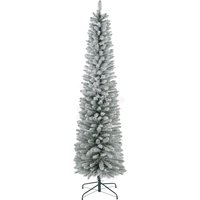 HOMCOM 7ft Artificial Pencil Christmas Tree with 405 Snow Flocked Tips, Metal Base, Realistic Xmas Tree Aosom UK
