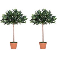 Outsunny 3ft Artificial Olive Tree Indoor Plant Greenery for Home Office Potted in An Orange Pot Set of 2 Aosom UK