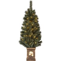 4ft Small Christmas Tree w 80 Warm LED Lights 8 Modes Remote Realistic Xmas Tree Square Stand Green Aosom UK