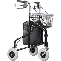 HOMCOM Deambulatore per Anziani e Disabili ad Altezza Regolabile con Cestino e Vassoio, 60x62x84-100.5 cm, Nero