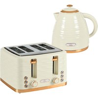 HOMCOM 3000W 1.7L Rapid Boil Kettle & 4 Slice Toaster, Kettle and Toaster Set with 7 Browning Controls and Crumb Tray, Beige