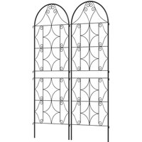 Outsunny Support pour plantes grimpantes avec motif lot de 2 treillis de jardin pour vigne fleurs légumes métal 50 x 150 cm noir