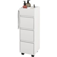 Aosom HOMCOM Meuble de rangement pour salle de bain avec 4 compartiments 3 tiroirs et porteserviettes dim 35 x 30 x 90 cm blanc