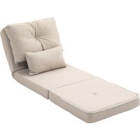 HOMCOM Chauffeuse canapé-lit convertible fauteuil 1 place avec 1 coussin avec dossier réglable, beige