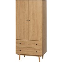 HOMCOM Armoire à vêtements armoire de rangement penderie avec 2 portes, 2 tiroirs et tringle - 80 x 52 x 180 cm - aspect bois