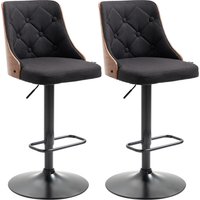 HOMCOM Lot de 2 tabourets de bar noir Chaise haute bar réglable en hauteur rotatif sur 360° avec repose-pieds tissu capitonné Aosom France