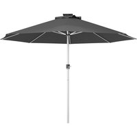 Outsunny Waterproof LED Patio Umbrella, Lighted Deck Umbrella with 4 Lighting Modes, Solar & USB Charging, Charcoal Grey Aosom UK