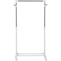 HOMCOM Portant à vêtements, penderie vêtement en acier avec support à chaussures et crochets latéraux, argent et blanc