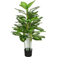 HOMCOM Plante artificielle calathea hauteur 120 cm pot ciment 53 feuilles - intérieur ou extérieur