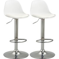 HOMCOM Set 2 Sgabelli Cucina Design Girevoli con Schienale in Similpelle, Sgabelli Bar Design con Poggiapiedi e Altezza Regolabile,Bianco Aosom Italy