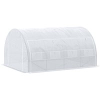 Outsunny Serre tunnel, avec parois enroulables, porte à fermeture éclair, cadre en acier galvanisé, 4 x 3 x 2 m, Blanc