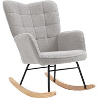 HOMCOM Fauteuil à bascule rocking chair revêtement en imitation cachemire structure en acier 71 x 92 x 101 cm Gris clair
