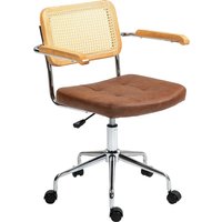 HOMCOM Chaise de bureau fauteuil de bureau fonction basculante hauteur réglable assise pivotante 60l x 55,5P x 82-90H cm marron