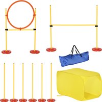 PawHut Agility sport pour chiens équipement complet haies, slalom, tunnel + sac de transport jaune