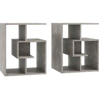 3 Tier Side Table Open Storage Shelves End Table Coffee Table Organiser Living Room Set 2 Cement Aosom UK