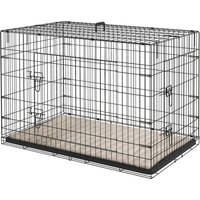 PawHut Cage caisse de transport pliante pour chien poignée, plateau amovible, coussin fourni 105 x 70 x 75 cm noir