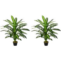 Outsunny Set of 2 Artificial Dracaena Trees, 110cm/3.6FT Tall Decorative Plants with 40 Leaves & Nursery Pot, Fake Tropical Tree for Indoor/Outdoor