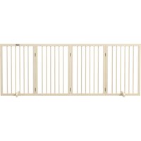 PawHut Barrière de sécurité modulable pliable pour animaux de compagnie avec pied de support, bois massif, 206 x 35,5 x 76 cm