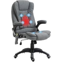 HOMCOM Fauteuil de bureau ergonomique Fauteuil de bureau Confort Massant Chauffant Inclinable Toile de Lin Gris Aosom France