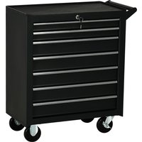 DURHAND 7-Drawer Tool Box on Wheels 150KG Load Tool Cabinet with Ball Bearing and EVA Pad Tool Box Trolley for Garage, Workshop, Matte Black