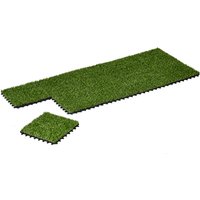 Outsunny Pelouse Artificielle Confort Épaisseur 3cm Set 10 Dalles Emboîtables 30x30cm Vert Aosom France