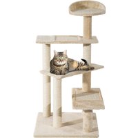 PawHut Beige Cat Tree, Kitten Scratching Post, Sisal Climbing Tower, Activity Centre, Sturdy Aosom UK