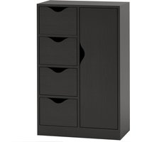 HOMCOM Meuble de rangement buffet commode 1 placard et 4 tiroirs, en bois, pour salon, cuisine, entrée, salle à manger, noir