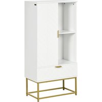 kleankin Armoire salle de bain meuble de rangement 1 placard 2 niches 1 tiroir contemporain graphique dim. 60L x 30l x 120H cm Aosom France
