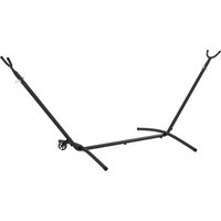 Outsunny Support Pied de hamac Structure Robuste métal époxy Hauteur réglable 6 Niveaux Noir dim. 290L x 120l x 115H cm