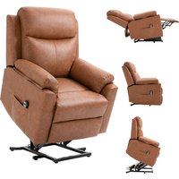 HOMCOM Electric Riser Recliner Chair, Power Lift Armchair for the Elderly with Faux Leather, Remote Control, and Storage Pocket, Brown