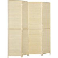 HOMCOM Paravent en bois de bambou 4 panneaux 180 x 180 cm séparateur de pièce cloison de séparation pliable - naturel