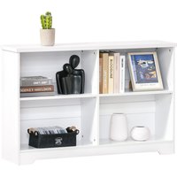 HOMCOM Simple Modern 4-Compartment Low Bookcase 2-Tier w/ Moving Shelves Cube Display Storage Unit Home Office Living Room Furniture White Aosom UK