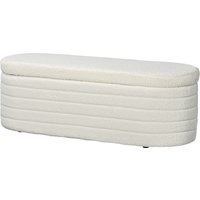 HOMCOM Banc de bout de lit banquette coffre de rangement 2 en 1 rembourré en polaire cadre en bois, banc de rangement crème