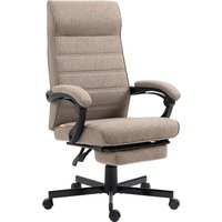 Vinsetto Fauteuil de bureau pivotant inclinable en tissu aspect lin avec accoudoirs hauteur réglable marron