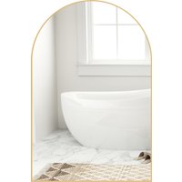 HOMCOM Miroir mural arqué miroir de salle de bain avec cadre en alliage d'aluminium pour chambre salon entrée 60 × 90 cm or