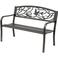 Outsunny Banc de Parc 2 Places Jardin Terrasse Style Rural Chic Acier et Fonte 127 x 60 x 85 cm