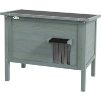 PawHut Maison pour chats niche d'extérieur en bois surélevée avec toit ouvrable isolée 85 x 50 x 68,5 cm gris foncé et noir