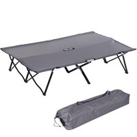 Outsunny Folding Double Camping Cot, Portable Sunbed with Durable Carry Bag, Comfortable Outdoor Use | Aosom Ireland