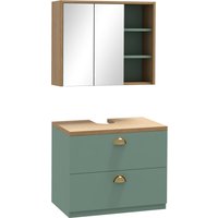 kleankin Ensemble de meubles de salle de bain avec étagères réglables 2 tiroirs design scandinave vert