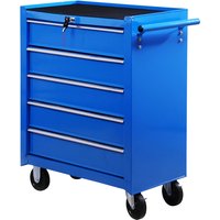 HOMCOM Chariot à Outils Mobile 5 Tiroirs Bleu