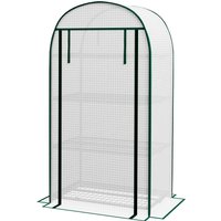 Outsunny Serre de jardin serre de balcon résistante aux UV porte enroulable 4 étagères couverture en PE 80 x 50 x 160 cm blanc
