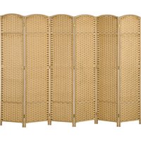 HOMCOM Paravent interieur en bois 6 panneaux 240 x 170 cm séparateur de pièce pliable pour salon, chambre à coucher, naturel