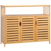HOMCOM Buffet meuble de rangement 3 portes ajourées et étagères en bambou 100 x 35 x 82 cm naturel