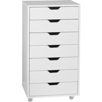 Vinsetto Caisson de bureau à roulette meuble rangement bureau avec 7 tiroirs organisateur pour documents, format A4 ou lettres