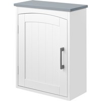 Kleankin Armoire Murale WC Suspendue Blanche avec Porte et Étagère Réglable Aosom France