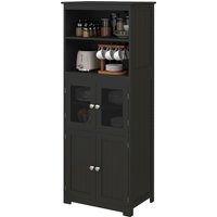 HOMCOM Armoire de cuisine buffet cuisine vaisselier meuble de rangement multi-rangements dim. 60I x 30P x 162H cm noir
