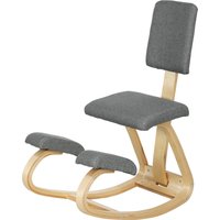 HOMCOM Siège assis genoux, siège ergonomique en bois à bascule avec dossier, chaise à genoux pour bureau à domicile, gris