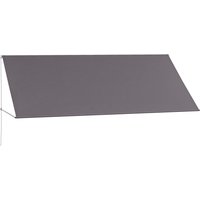 Outsunny Auvent Rétractable Manuel Aluminium Polyester Gris Foncé Anti-UV Inclinable 300x120cm Aosom France