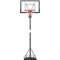 HOMCOM Panier de Basket-Ball sur pied avec poteau panneau base de lestage sur roulettes hauteur réglable panier 2,55 - 3,05 m noir blanc