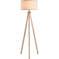 HOMCOM Lampadaire Trépied Abat-jour Simple Moderne Abat-Jour en Lin Pieds en Bois Chevet Douille E27 Max. 40 W Ø 45 x 152 cm